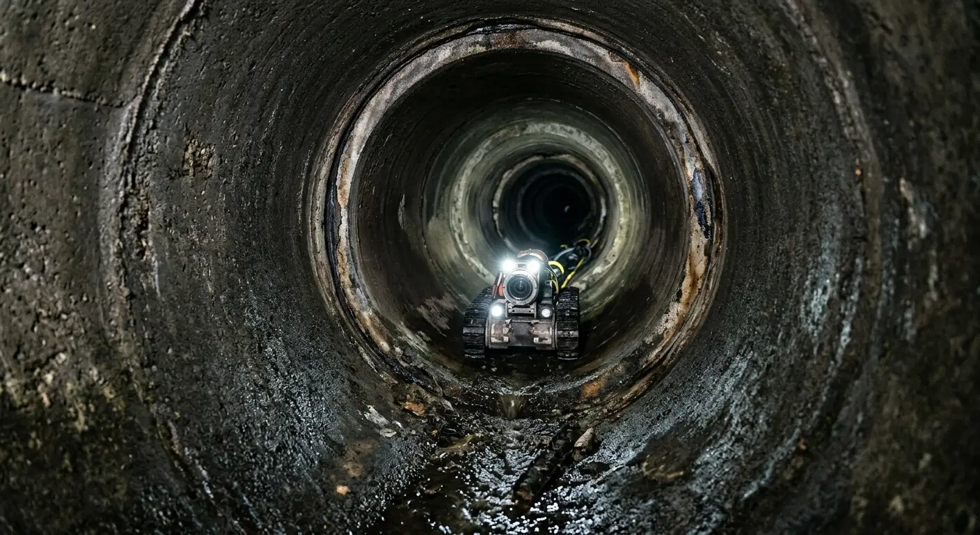 Robotic sewer camera inspecting pipe interior for Drain Snake Service in West Monroe